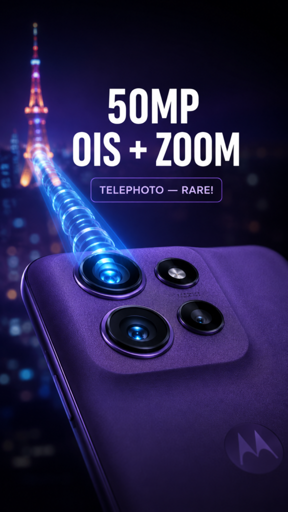 Motorola Edge 70 Neo self-leak compact phone with telephoto camera details